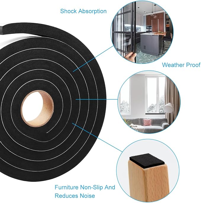 Seal Foam Tape, 2 Rolls 1/2 Inch W x 1/2 Inch T Weather Stripping - Image 6