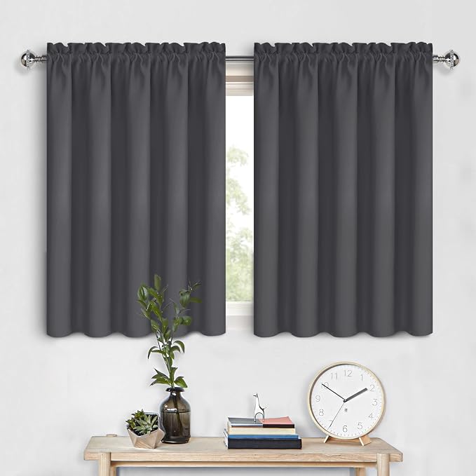 DWCN Short Blackout Curtains 36 inches Length 2 Panels Set, Half Window Rod by DWCN