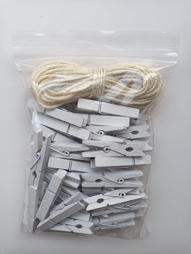 1.9 Inch White Small Clothes Pins Paper Picture School Work Holders Baby Shower - Image 2