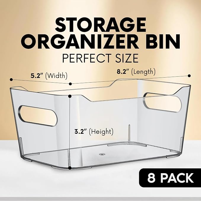 Clear Plastic Storage Bins, Small Fridge Organizer Kitchen Organizers and - Image 2