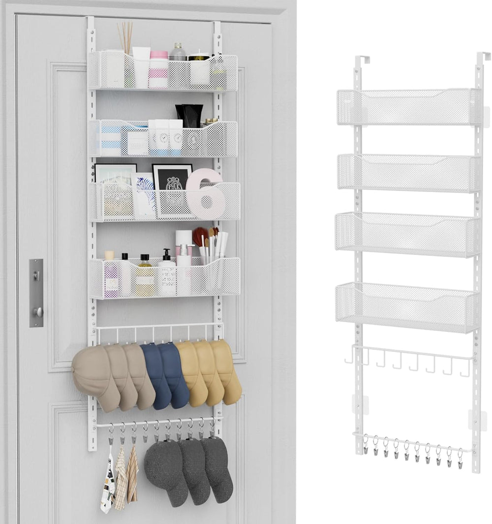 Over the Door Organizer, 2 in 1 Metal Hanging Closet Organizer & Hat Rack...