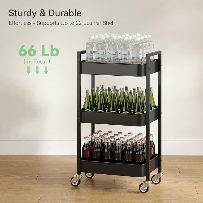 3 Tier Rolling Cart, Utility Cart - Image 6