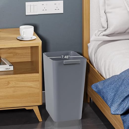 3-Pack 4.5 Gallon Plastic Rectangular Wastebasket, Slim Bathroom Trash Can - Image 4