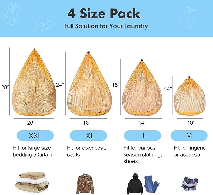 4Pcs Mesh Laundry Bags Washing Machine Mesh Wash Bags - Image 7