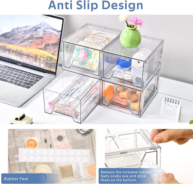 Plastic Drawers Storage, 6 Pack Clear Stackable Storage Drawers, Acrylic - Image 5
