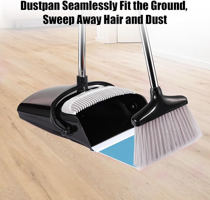 Broom and Dustpan Set with Long Handle and 6 Bonus Cleaning Tools, Upright - Image 4