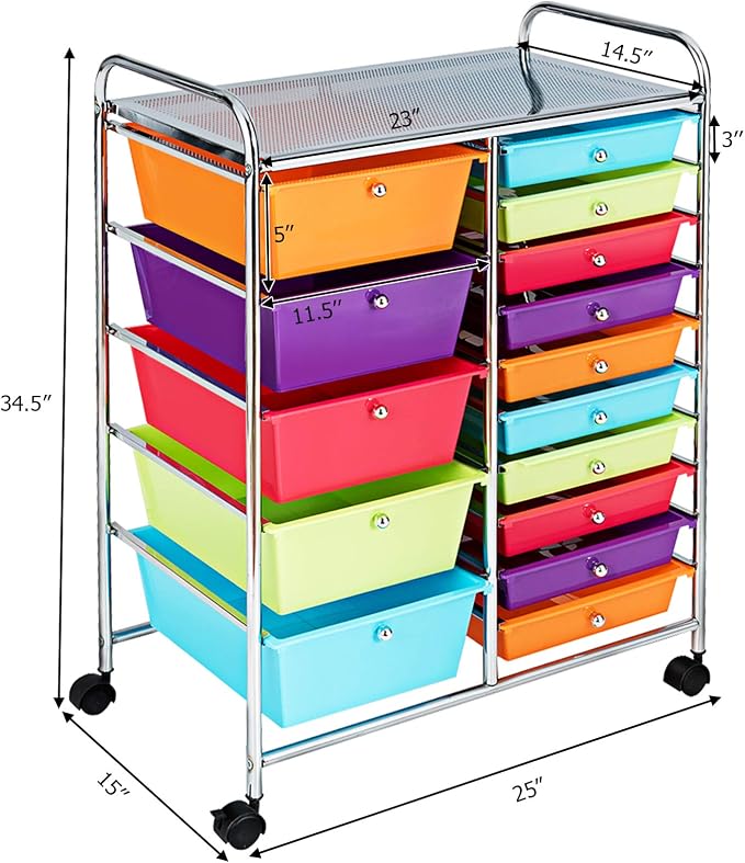GOFLAME 15-Drawer Rolling Storage Cart, Utility Cart - Image 3