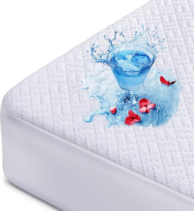 Hanherry 100% Waterproof Mattress Protector California King Size, Mattress Pad by Hanherry
