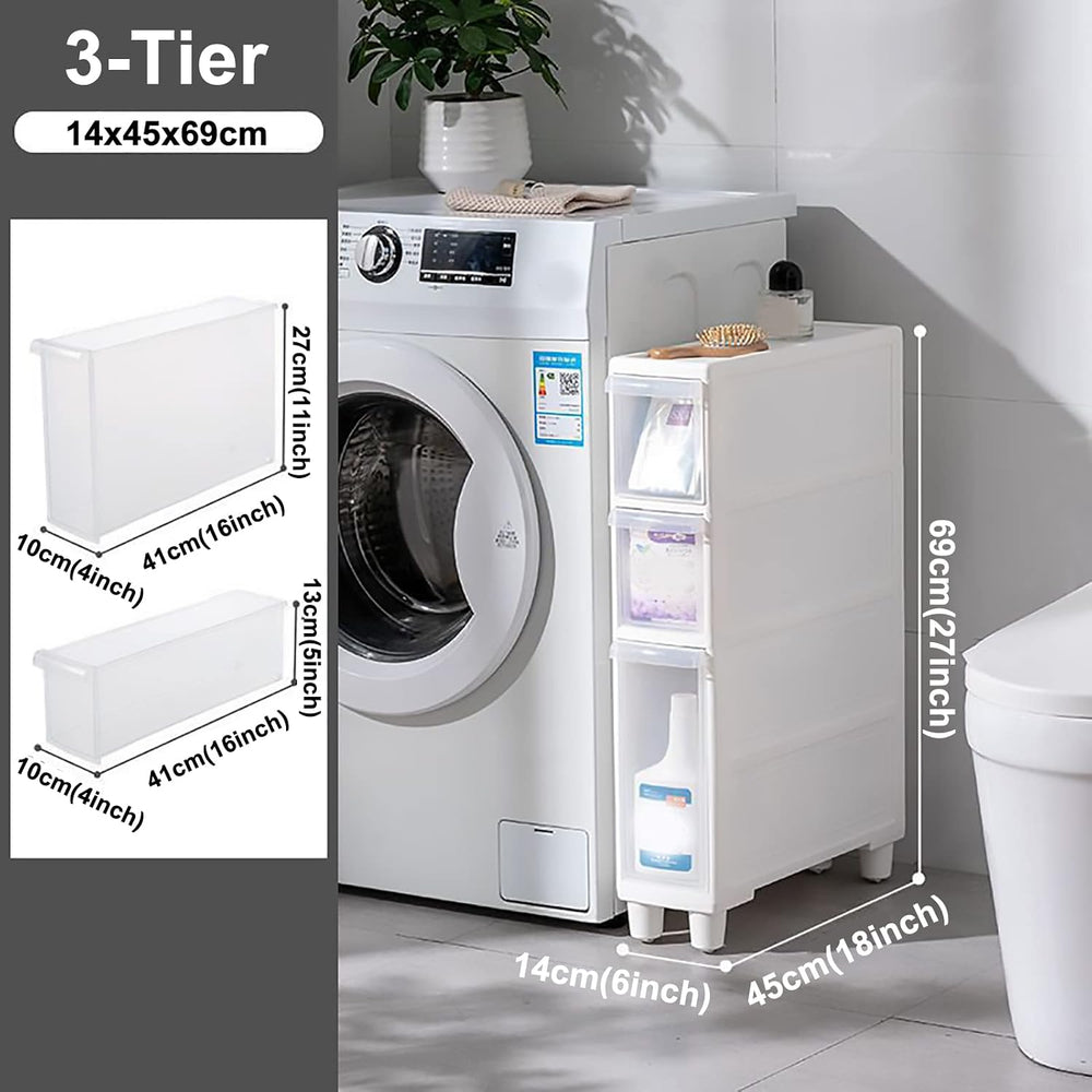 Narrow Tall Floor Cabinet for Bathroom, Vertical Storage Unit with 4 Clear Dr...