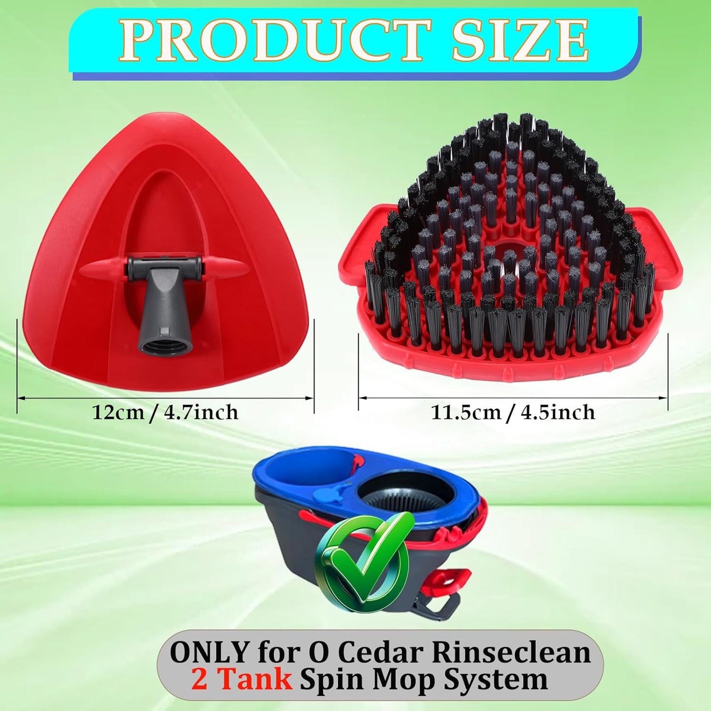 RinseClean Spin Mop Scrubber Replacement Scrub Brush Head Compatible with O Cedar RinseClean 2 Tank, Bathroom and Shower Floor Scrubber Cleaning Scrub Brush Spin Mop Base for Ocedar RinseClean