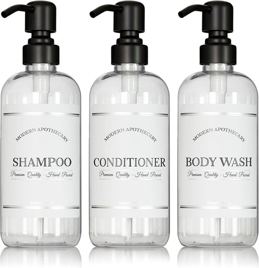 Clear Refillable Shampoo and Conditioner Bottles by ArtanisHome