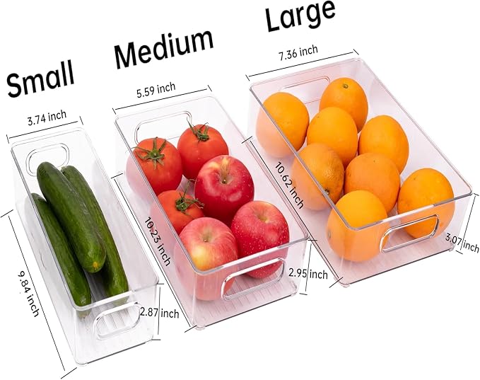 9 Pack Refrigerator Organizer Bins, 3 Sizes Clear Pantry Storage - Image 2