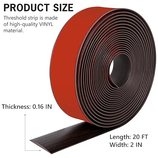 20Ft Floor Transition Strip Self Adhesive Vinyl Cover Floor Strip Flat Divider - Image 2