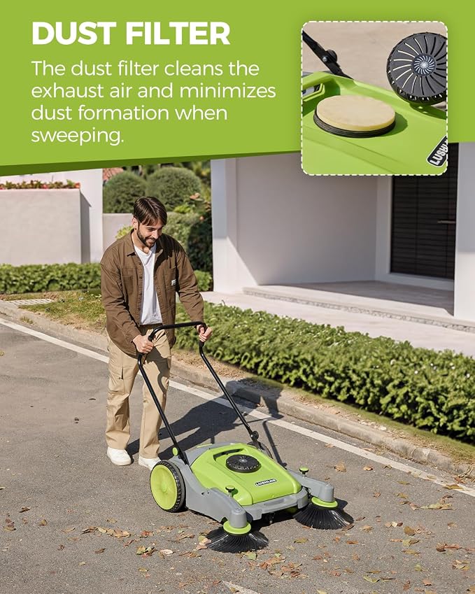 41" Industrial Walk-Behind Hand Push Floor Sweeper | Commercial 55L Large - Image 7