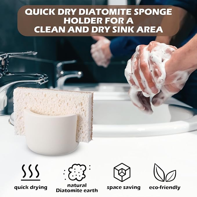 Geelin 2 Pack Diatomite Stone Sponge Holder - Image 3