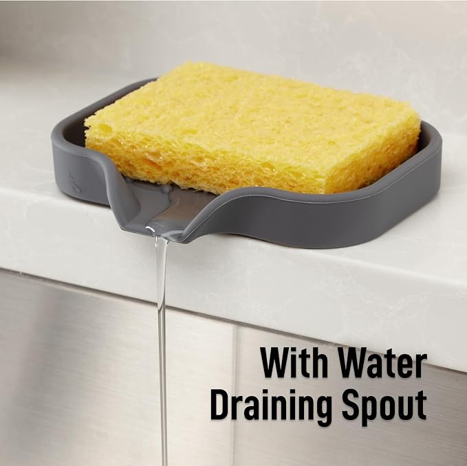 Zulay Kitchen Small Silicone Sponge Holder – Space-Saving Sink Organizer Tray - Image 8