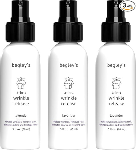 Begley's 3-in-1 Wrinkle Remover, Quick Fix Wrinkle Release, Static Cling Remover by Begleys