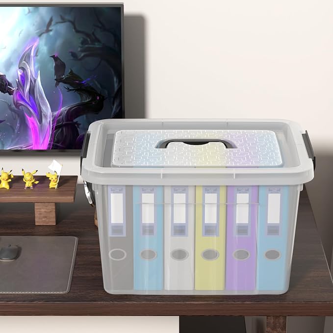 4 Packs 20 L Clear Plastic Storage Bins, Stackable Organizer Containers - Image 6