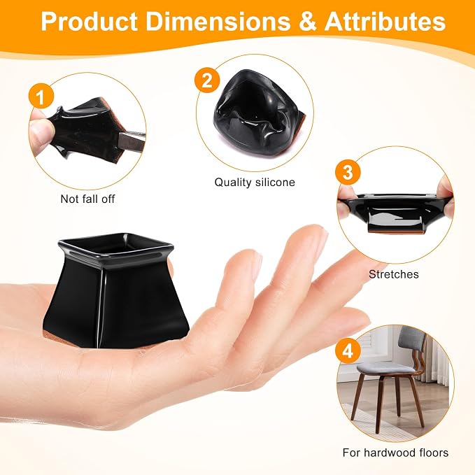 CHUNZEXI 32 Pack Square Chair Leg Floor Protectors - Image 4