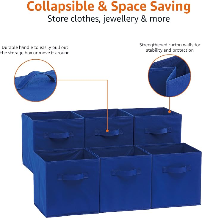 Amazon Basics Cube Organizer Storage Bins Handles, Collapsible Fabric, - Image 5