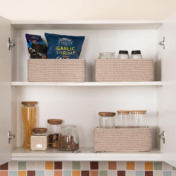 3 Pack Small Storage Baskets for Organizing, Cute Woven Decorative Gift Baskets - Image 7