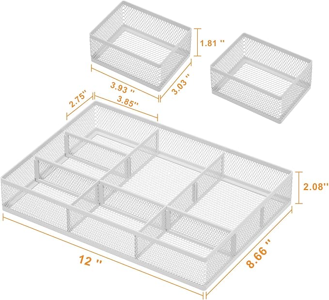 Marbrasse 3 Packs White Desk Drawer Organizers, Drawer Organizer Tray - Image 3