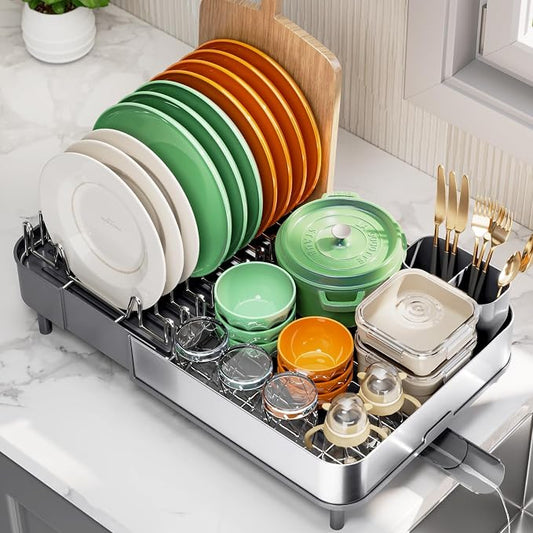 Expandable Dish Drying Rack, Foldable 304 Stainless Steel Dish Rack by Urackify