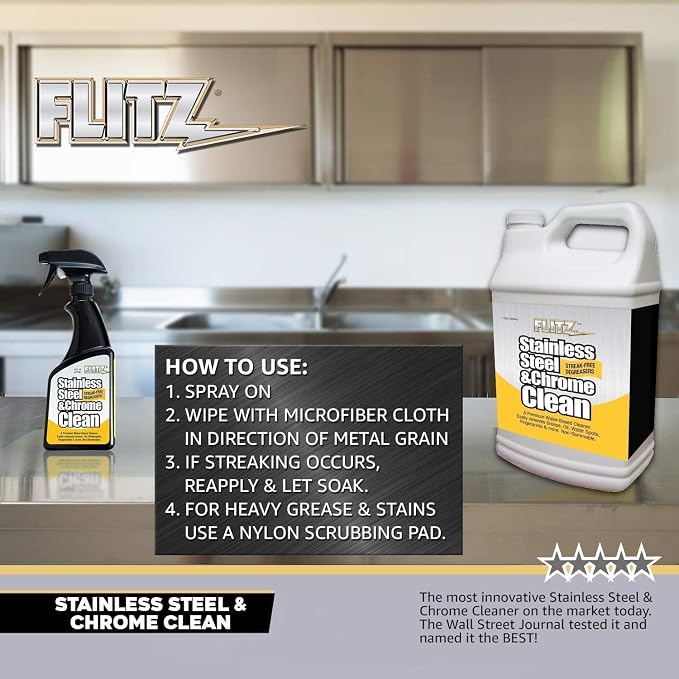 FLITZ Stainless Steel & Chrome Clean - 8oz Bottle - Image 8