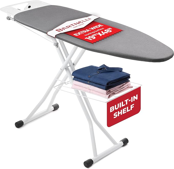 Bartnelli Extra Wide Pro Ironing Board 19x48 Ironing Surface - Image 9