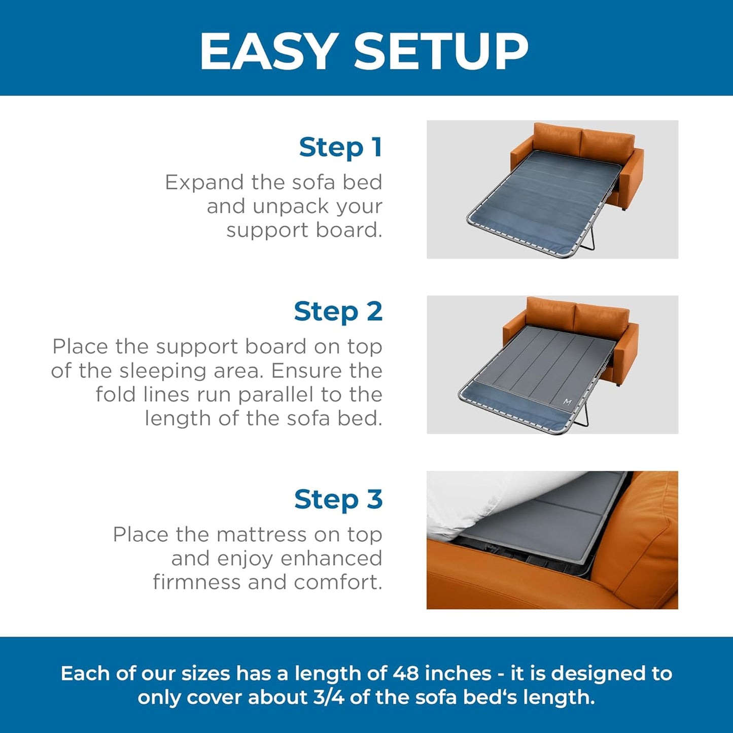 Meliusly Sleeper Sofa Support Board Queen Size (60x48) Heavy Duty Wood Sofa Bed Board for Pull Out Couch, Foldable Mattress Support Under Mattress Bar Shield, Sofa Bed Support, Folding Bed Board
