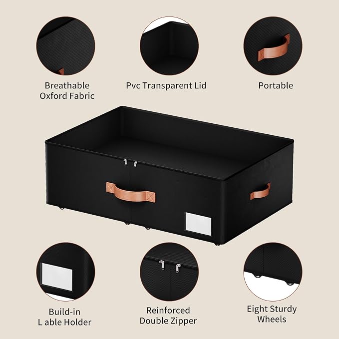 Underbed Storage With Wheels, Large Capacity 10 inches Height Storage Bins - Image 4