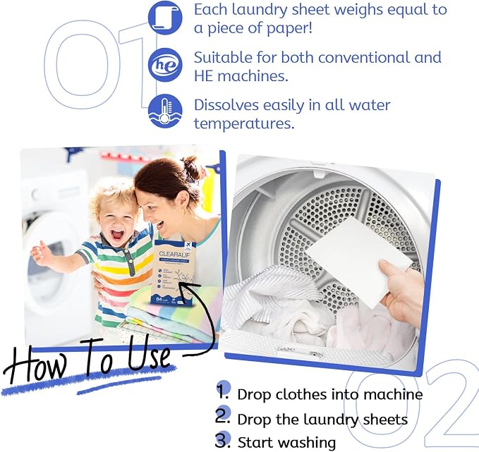 CLEARALIF Laundry Detergent Sheets, Fresh Linen, 64 Load - Image 5