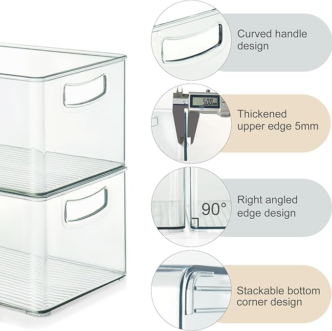 2 Pack Clear Freezer Organizer Bins Stackable Storage Bins - Image 4