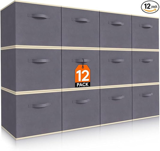 Lifewit 12 Packs Storage Cubes, 11 Inch Cube Storage Bins, Foldable Decorative by Lifewit