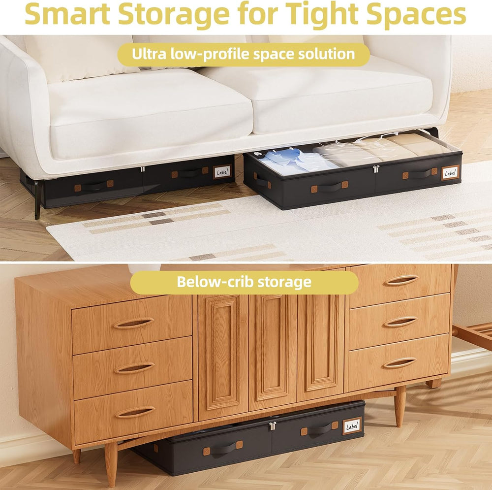 FHSQX Under Bed Storage Container 2Pack 4.5 Inches Low Profile Under-bed Orga...