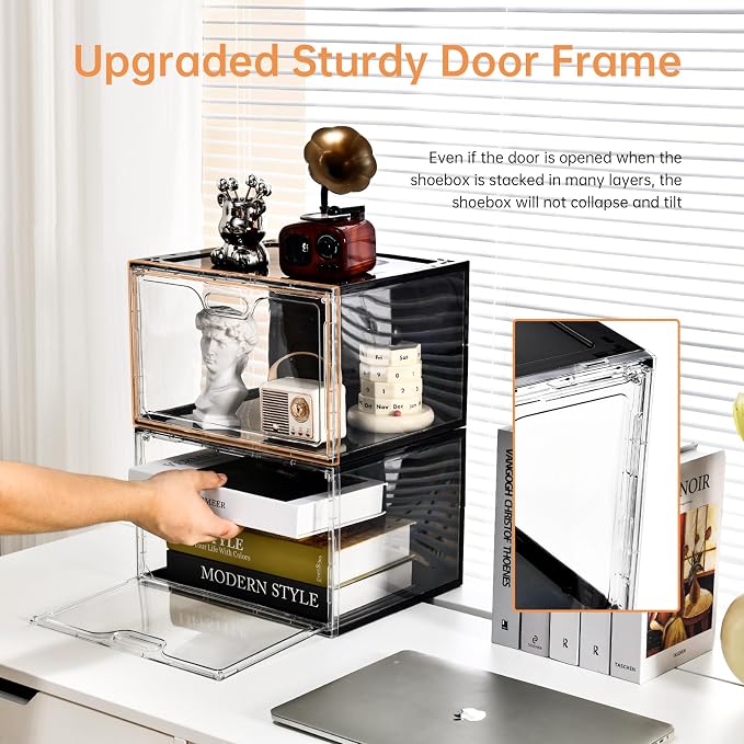 New 8 Pack Shoe Boxes Stackable, Large Shoe Storage Organizer - Image 8