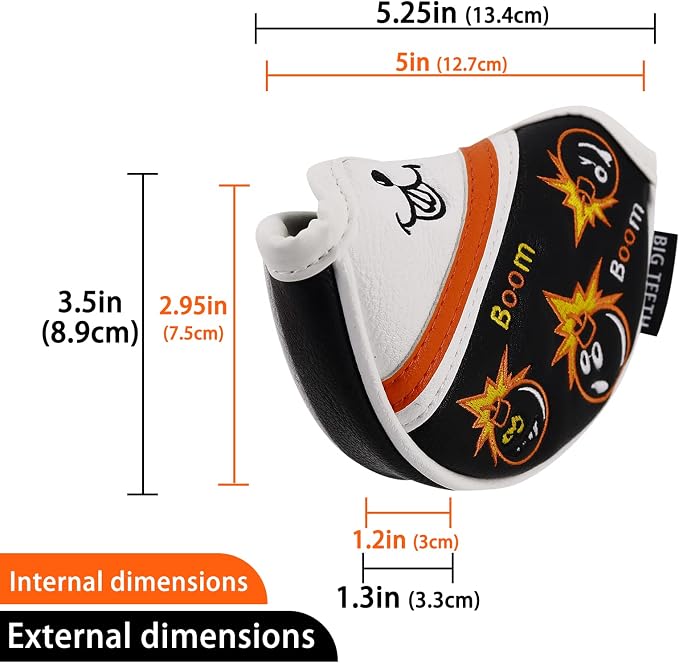BIG TEETH Putter Cover Mallet Putter Cover Half Mallet Small Golf Headcover - Image 3