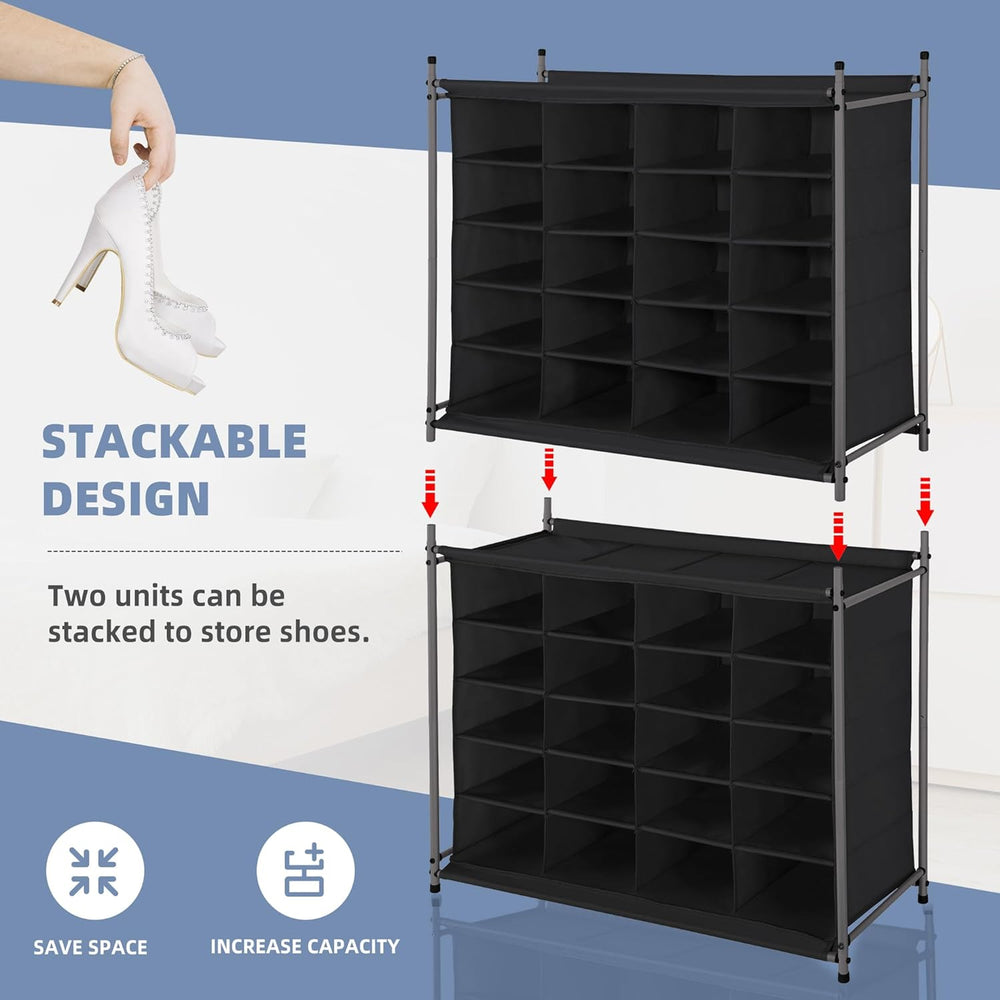 STORAGE MANIAC Stackable Shoe Cubby Organizer, Free Standing Shoe Cube Rack f...