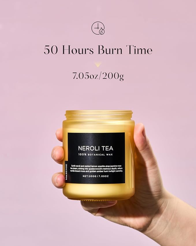 M&SENSE Neroli Tea Scented Candle, 7.05oz 50 Hours Long Lasting Burn 2 Wick Non - Image 3