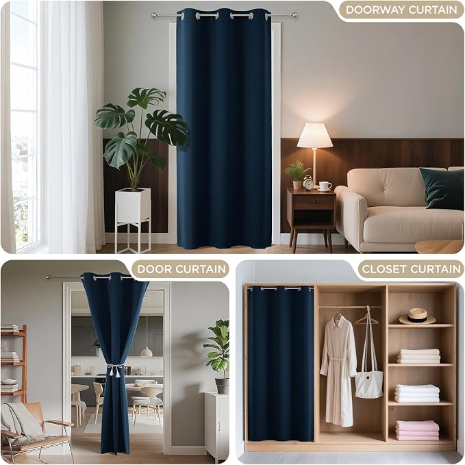 Joydeco Blackout Door Curtain for Doorway Privacy 78 Inches Long, Grommet - Image 4