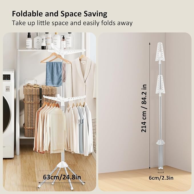 SUYU Clothes Drying Rack, Folding Clothes Drying Tree, 2 Layer - Image 5
