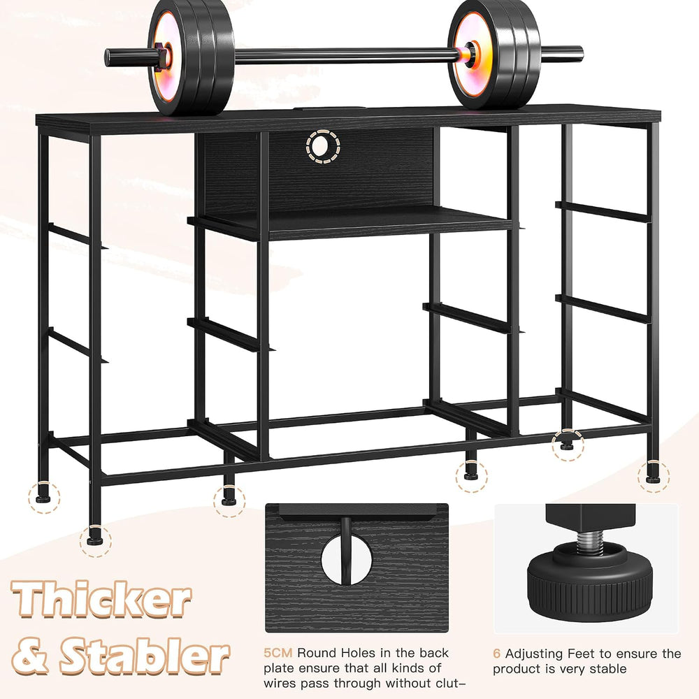 EnHomee Black Dresser for Bedroom with LED Lights & Charging Station
