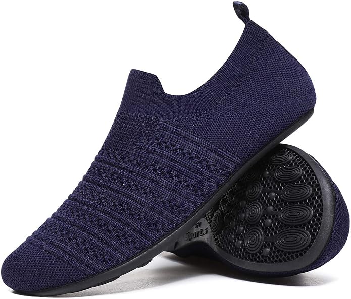 QZKDM Lightweight Slip on Grip Indoor House Slippers Barefoot Non Slip Home by QZKDM