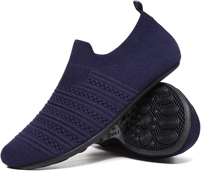 QZKDM Lightweight Slip on Grip Indoor House Slippers Barefoot Non Slip Home by QZKDM