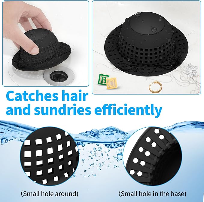Shower Drain Hair Catcher, Bathtub Drain Cover Foldable Silicone Shower & Tub - Image 5