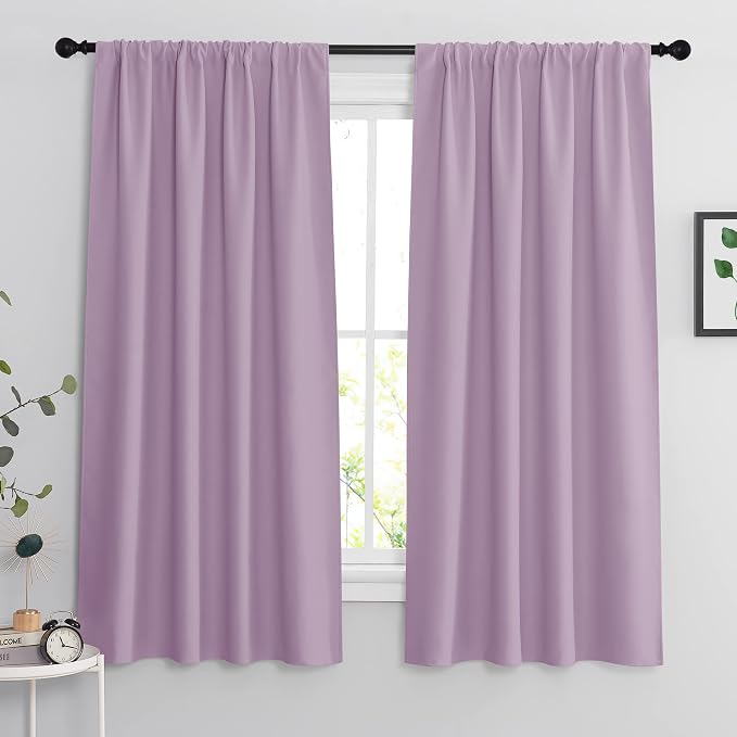 RYB HOME Bedroom Curtains Solid Blackout Panels Rod Pocket Thermal Insulated by RYBHOME