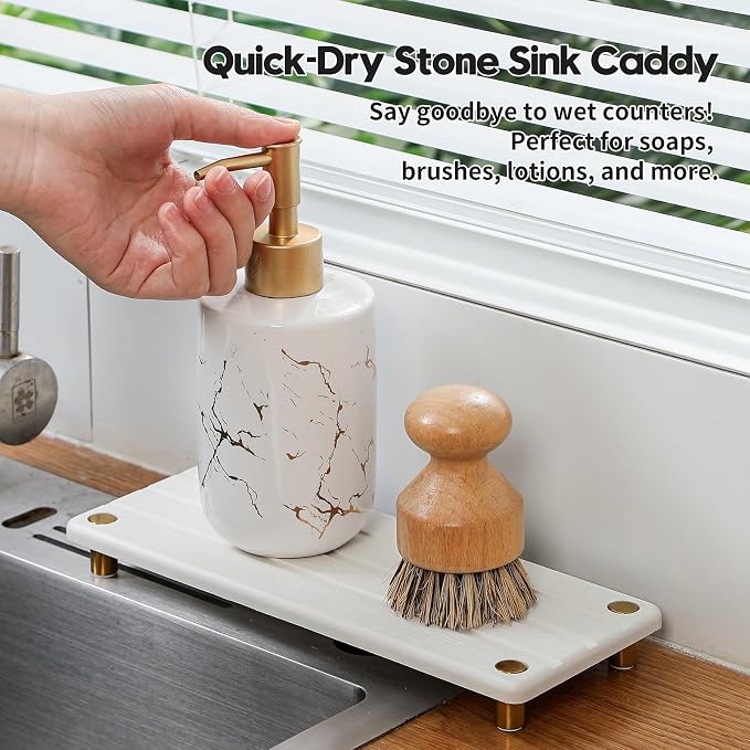 Instant Dry Sink Caddy Kitchen Sink Organizer, Quick Drying Diatomaceous Earth - Image 3