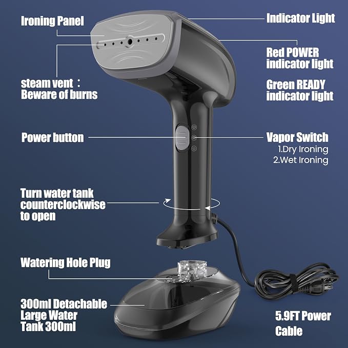 Powerful Handheld Fabric Steamer - 1800W - Image 6