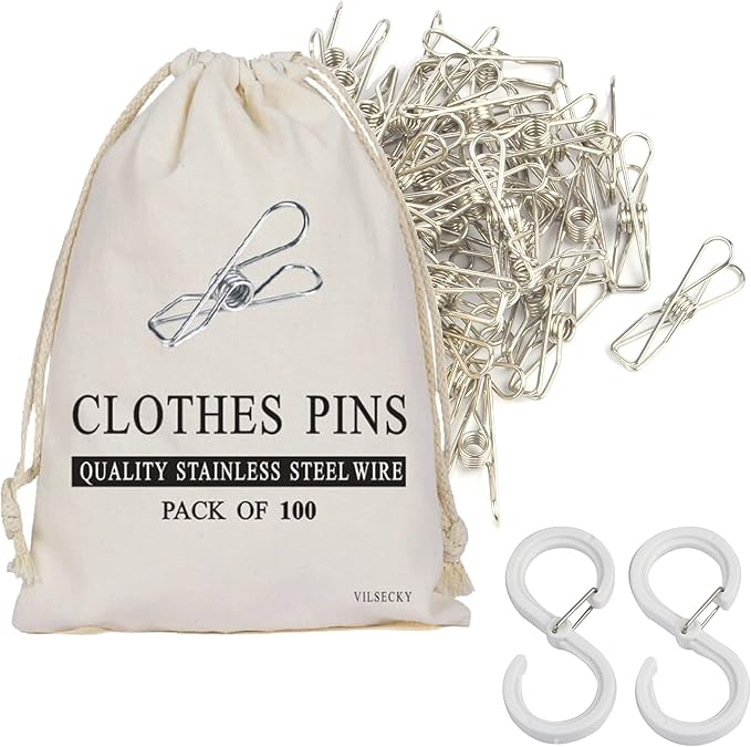 100 Pcs Clothespins Laundry Chip Clips by MATIMASU