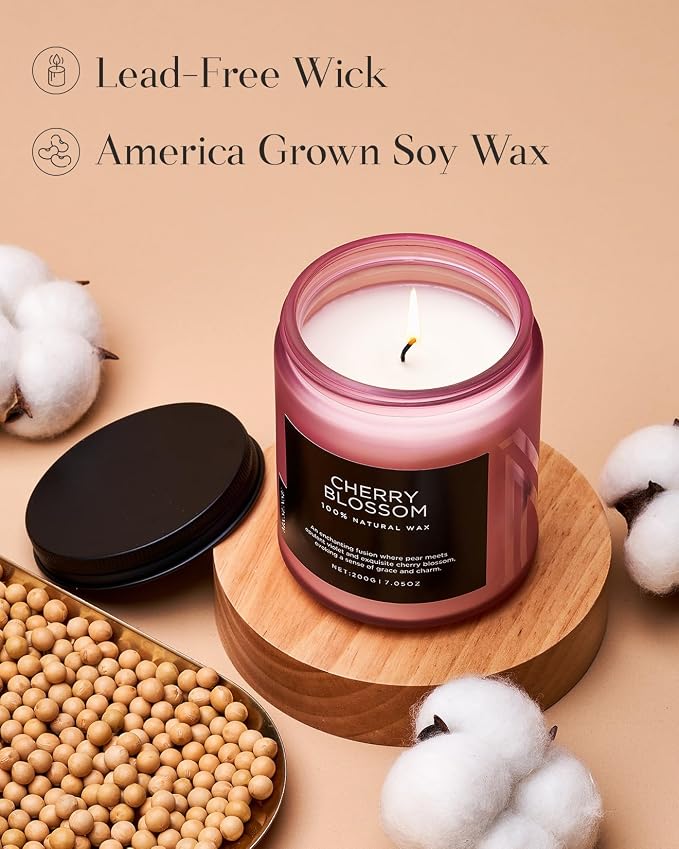 M&SENSE Cherry Blossom Scented Spring Candle, Best Smelling Stress Relief - Image 3